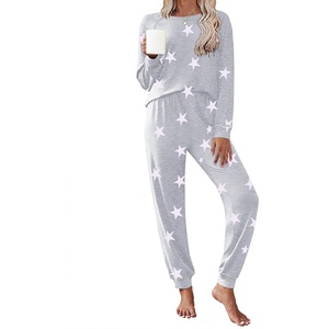 image:imageEkouaer Pajamas Set for Women Soft Comfy Pjs Sets Long Sleeve Sleepwear Loungewear SXXLGray Pink Star