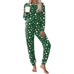 image:imageEkouaer Pajamas Set for Women Soft Comfy Pjs Sets Long Sleeve Sleepwear Loungewear SXXLGreen Santa