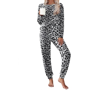 image:imageEkouaer Pajamas Set for Women Soft Comfy Pjs Sets Long Sleeve Sleepwear Loungewear SXXLGrey Leopard
