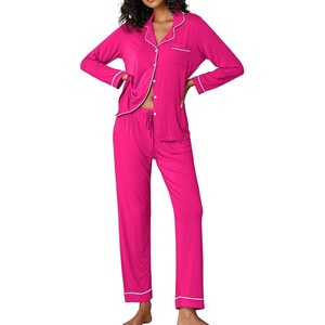 image:imageEkouaer Pajamas Womens Long Sleeve Sleepwear Soft Button Down Loungewear Pjs Lounge Set Nightwear XSXXLRose