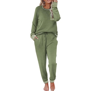 image:imageEkouaer Pajamas Womens Long Sleeve Sleepwear with Long Pants Soft Loungewear Pj Set SXXLArmy Green