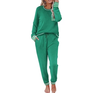 image:imageEkouaer Pajamas Womens Long Sleeve Sleepwear with Long Pants Soft Loungewear Pj Set SXXLBright Green