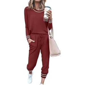 image:imageEkouaer Pajamas Womens Long Sleeve Sleepwear with Long Pants Soft Loungewear Pj Set SXXLCherry Red