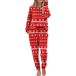 image:imageEkouaer Pajamas Womens Long Sleeve Sleepwear with Long Pants Soft Loungewear Pj Set SXXLChristmas Reindeer on Red