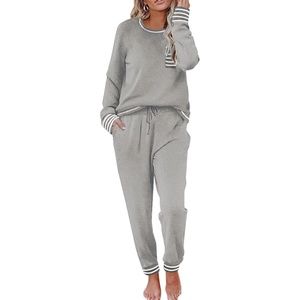 image:imageEkouaer Pajamas Womens Long Sleeve Sleepwear with Long Pants Soft Loungewear Pj Set SXXLLight Grey