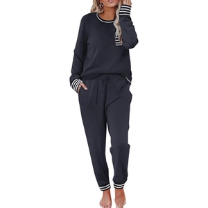 image:imageEkouaer Pajamas Womens Long Sleeve Sleepwear with Long Pants Soft Loungewear Pj Set SXXLNavy Blue