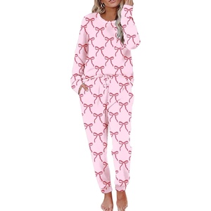 image:imageEkouaer Pajamas Womens Long Sleeve Sleepwear with Long Pants Soft Loungewear Pj Set SXXLPink Bow