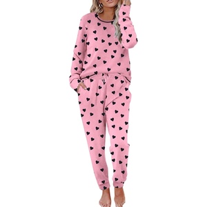 image:imageEkouaer Pajamas Womens Long Sleeve Sleepwear with Long Pants Soft Loungewear Pj Set SXXLPink Hearts