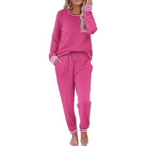 image:imageEkouaer Pajamas Womens Long Sleeve Sleepwear with Long Pants Soft Loungewear Pj Set SXXLRose Red