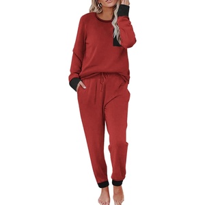 image:imageEkouaer Pajamas Womens Long Sleeve Sleepwear with Long Pants Soft Loungewear Pj Set SXXLWine Red