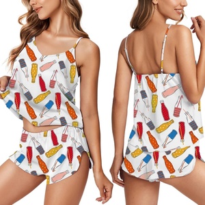 image:imageEkouaer Silk Pajamas for Women Satin Cami Pjs Set V Neck Camisole Shorts Set Adjustable Strap SleepwearWhite Wine Bottle