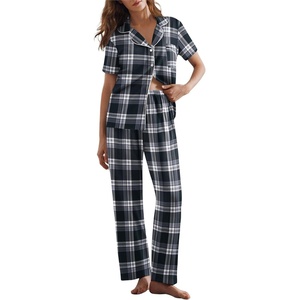 image:imageEkouaer Womens Pajamas Set Print PJs Soft Button Down Sleepwear Short Sleeve Lounge Set with PocketsBig Black Plaid