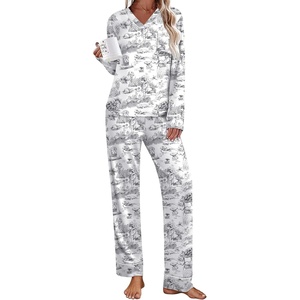 image:imageEkouaer Womens Pajamas Sets 2 piece PJs V Neck Long Sleeve Sleepwear Comfy Pants Loungewear with PocketBlack Rabbit