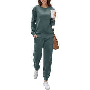image:imageEkouaer Womens Pajamas Sets Velvet Long Sleeve Jogger Pjs Soft Sleepwear 2 Piece Lounge Sets Casual TracksuitsGray