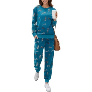 image:imageEkouaer Womens Pajamas Sets Velvet Long Sleeve Jogger Pjs Soft Sleepwear 2 Piece Lounge Sets Casual TracksuitsLeopard Green