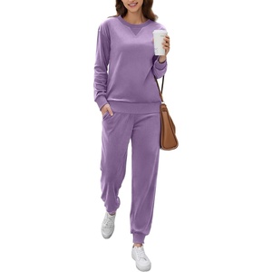 image:imageEkouaer Womens Pajamas Sets Velvet Long Sleeve Jogger Pjs Soft Sleepwear 2 Piece Lounge Sets Casual TracksuitsPurple