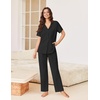 image:imageEkouaer Pajamas for Women Set Button Up Sleepswear 2 Piece Short Sleeve PJ Top and Long Pants Loungwear With Pocket SXXLBlack