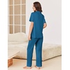 image:imageEkouaer Pajamas for Women Set Button Up Sleepswear 2 Piece Short Sleeve PJ Top and Long Pants Loungwear With Pocket SXXLBlue Green