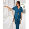 image:imageEkouaer Pajamas for Women Set Button Up Sleepswear 2 Piece Short Sleeve PJ Top and Long Pants Loungwear With Pocket SXXLBlue Green