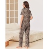 image:imageEkouaer Pajamas for Women Set Button Up Sleepswear 2 Piece Short Sleeve PJ Top and Long Pants Loungwear With Pocket SXXLBrown Leopard