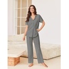 image:imageEkouaer Pajamas for Women Set Button Up Sleepswear 2 Piece Short Sleeve PJ Top and Long Pants Loungwear With Pocket SXXLDark Gray
