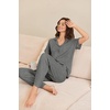 image:imageEkouaer Pajamas for Women Set Button Up Sleepswear 2 Piece Short Sleeve PJ Top and Long Pants Loungwear With Pocket SXXLDark Gray