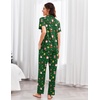 image:imageEkouaer Pajamas for Women Set Button Up Sleepswear 2 Piece Short Sleeve PJ Top and Long Pants Loungwear With Pocket SXXLGreen Santa Claus