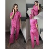image:imageEkouaer Pajamas for Women Set Button Up Sleepswear 2 Piece Short Sleeve PJ Top and Long Pants Loungwear With Pocket SXXLHot Pink Leopard Print