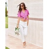 image:imageEkouaer Pajamas for Women Set Button Up Sleepswear 2 Piece Short Sleeve PJ Top and Long Pants Loungwear With Pocket SXXLHot Pink Leopard Print
