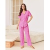 image:imageEkouaer Pajamas for Women Set Button Up Sleepswear 2 Piece Short Sleeve PJ Top and Long Pants Loungwear With Pocket SXXLHot Pink Leopard Print