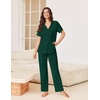 image:imageEkouaer Pajamas for Women Set Button Up Sleepswear 2 Piece Short Sleeve PJ Top and Long Pants Loungwear With Pocket SXXLLake Green