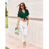 image:imageEkouaer Pajamas for Women Set Button Up Sleepswear 2 Piece Short Sleeve PJ Top and Long Pants Loungwear With Pocket SXXLLake Green