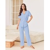 image:imageEkouaer Pajamas for Women Set Button Up Sleepswear 2 Piece Short Sleeve PJ Top and Long Pants Loungwear With Pocket SXXLLight Blue
