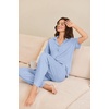image:imageEkouaer Pajamas for Women Set Button Up Sleepswear 2 Piece Short Sleeve PJ Top and Long Pants Loungwear With Pocket SXXLLight Blue