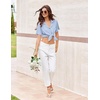 image:imageEkouaer Pajamas for Women Set Button Up Sleepswear 2 Piece Short Sleeve PJ Top and Long Pants Loungwear With Pocket SXXLLight Blue