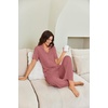 image:imageEkouaer Pajamas for Women Set Button Up Sleepswear 2 Piece Short Sleeve PJ Top and Long Pants Loungwear With Pocket SXXLOld Rose