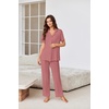 image:imageEkouaer Pajamas for Women Set Button Up Sleepswear 2 Piece Short Sleeve PJ Top and Long Pants Loungwear With Pocket SXXLOld Rose