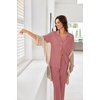 image:imageEkouaer Pajamas for Women Set Button Up Sleepswear 2 Piece Short Sleeve PJ Top and Long Pants Loungwear With Pocket SXXLOld Rose