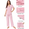 image:imageEkouaer Pajamas for Women Set Button Up Sleepswear 2 Piece Short Sleeve PJ Top and Long Pants Loungwear With Pocket SXXLPink