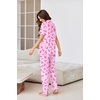 image:imageEkouaer Pajamas for Women Set Button Up Sleepswear 2 Piece Short Sleeve PJ Top and Long Pants Loungwear With Pocket SXXLPink Bow