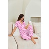 image:imageEkouaer Pajamas for Women Set Button Up Sleepswear 2 Piece Short Sleeve PJ Top and Long Pants Loungwear With Pocket SXXLPink Bow