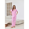 image:imageEkouaer Pajamas for Women Set Button Up Sleepswear 2 Piece Short Sleeve PJ Top and Long Pants Loungwear With Pocket SXXLPink Bow