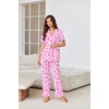 image:imageEkouaer Pajamas for Women Set Button Up Sleepswear 2 Piece Short Sleeve PJ Top and Long Pants Loungwear With Pocket SXXLPink Bow