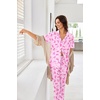 image:imageEkouaer Pajamas for Women Set Button Up Sleepswear 2 Piece Short Sleeve PJ Top and Long Pants Loungwear With Pocket SXXLPink Bow