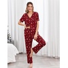 image:imageEkouaer Pajamas for Women Set Button Up Sleepswear 2 Piece Short Sleeve PJ Top and Long Pants Loungwear With Pocket SXXLRed Christmas Stockings