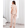 image:imageEkouaer Pajamas for Women Set Button Up Sleepswear 2 Piece Short Sleeve PJ Top and Long Pants Loungwear With Pocket SXXLTeddy Cherry