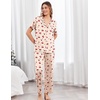 image:imageEkouaer Pajamas for Women Set Button Up Sleepswear 2 Piece Short Sleeve PJ Top and Long Pants Loungwear With Pocket SXXLTeddy Cherry