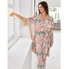 image:imageEkouaer Pajamas for Women Set Button Up Sleepswear 2 Piece Short Sleeve PJ Top and Long Pants Loungwear With Pocket SXXLTropical Print
