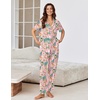 image:imageEkouaer Pajamas for Women Set Button Up Sleepswear 2 Piece Short Sleeve PJ Top and Long Pants Loungwear With Pocket SXXLTropical Print