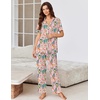 image:imageEkouaer Pajamas for Women Set Button Up Sleepswear 2 Piece Short Sleeve PJ Top and Long Pants Loungwear With Pocket SXXLTropical Print